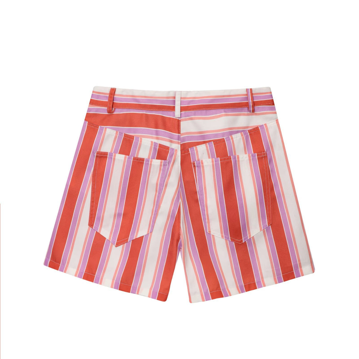 Nina | Vertical Stripe Cotton Shorts with Belt Loops