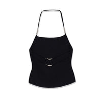 Alicia | Embellished Halter Strap Square Neck Crop Top