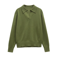 Elsie | Collared V-Neck Knit Top