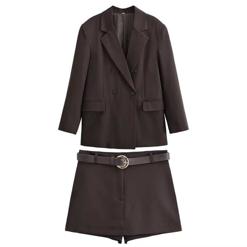 Freya | Chocolate Brown Blazer Shorts Co-ord