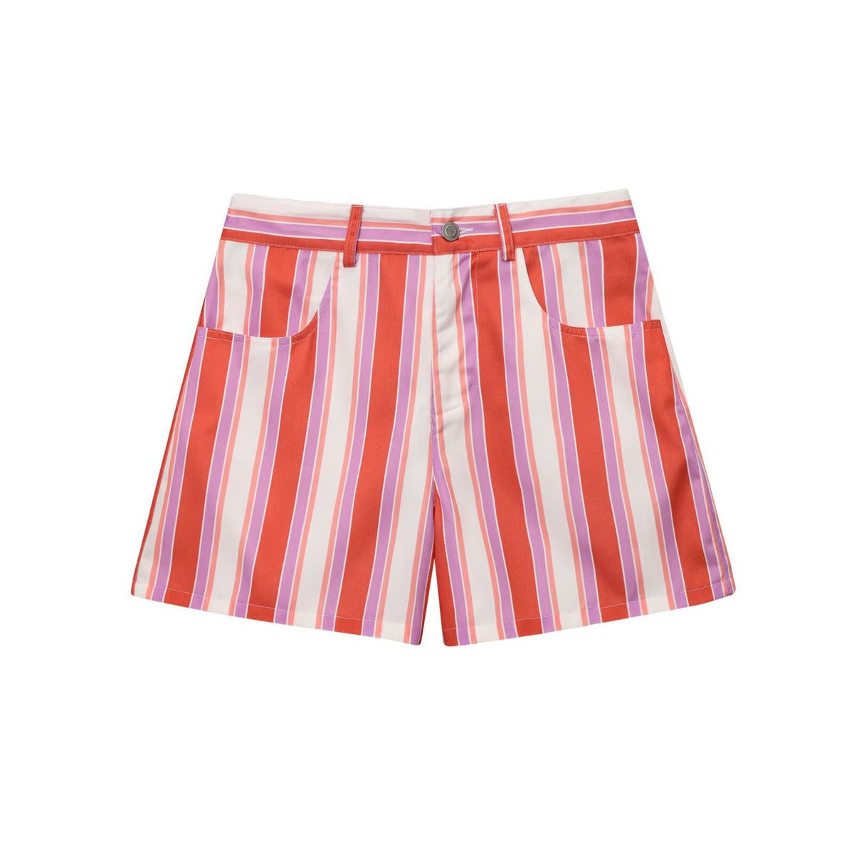 Nina | Vertical Stripe Cotton Shorts with Belt Loops