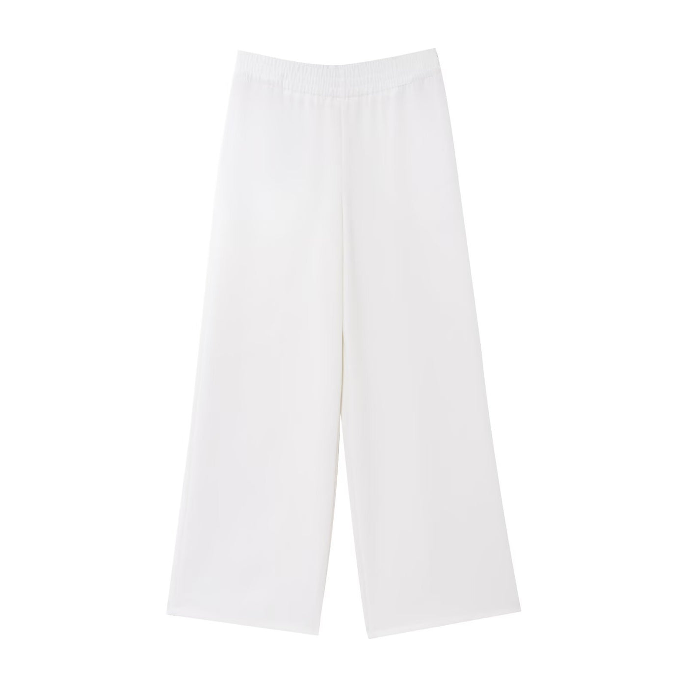 Emmeline | Elasticated Waist Flowing Wide-Leg Modal Trousers in White