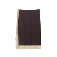 Gracie | Lace Trim Satin Midi Slip Skirt
