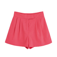 Heidi | Front-Pleat Wide-Waistband Tailored Shorts