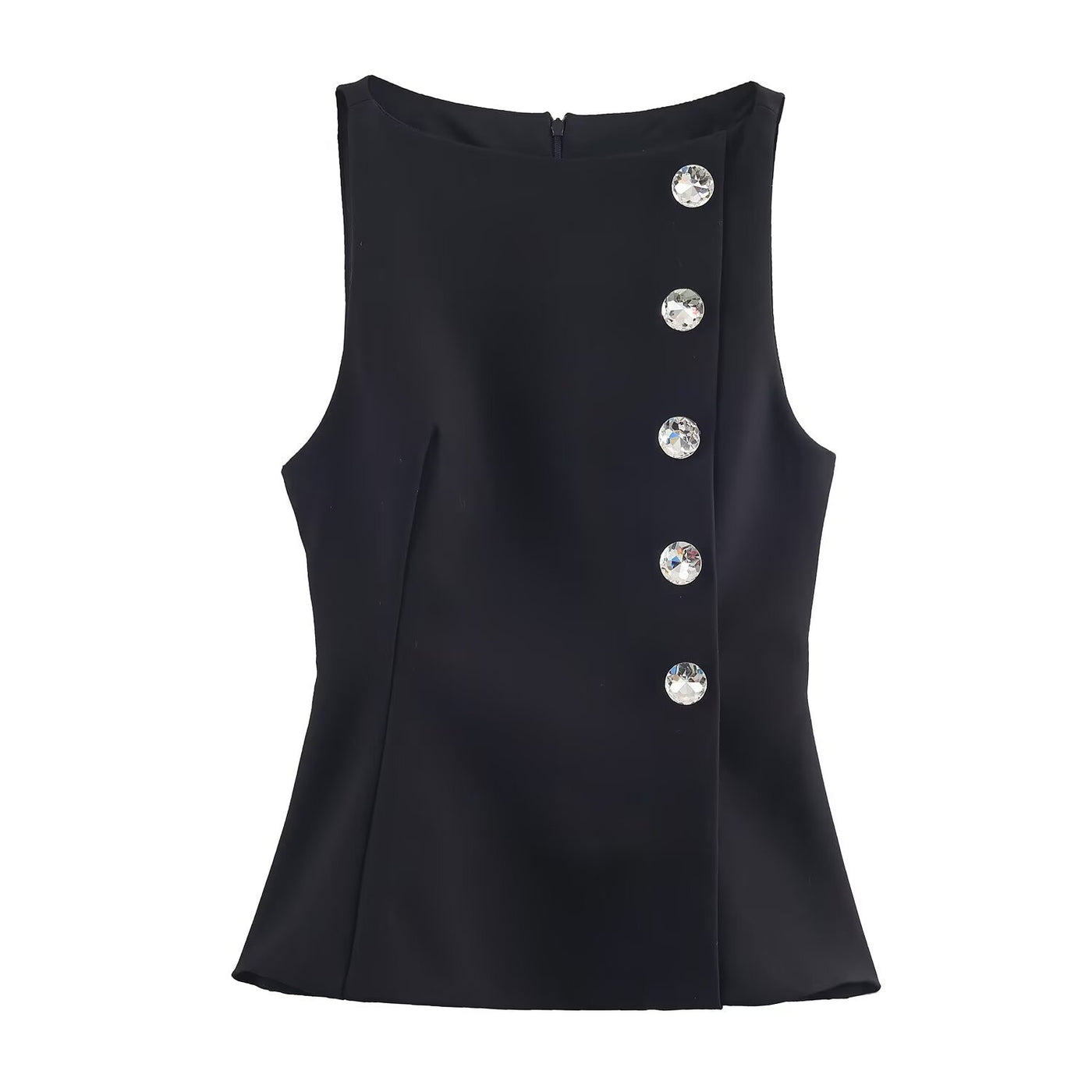 Stella | Peplum Square Neck Diagonal Button Top