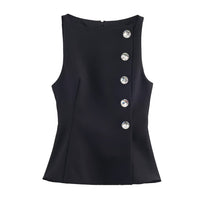 Stella | Peplum Square Neck Diagonal Button Top