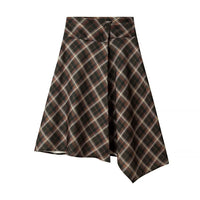 Holly | Plaid Asymmetric A-Line Midi Skirt
