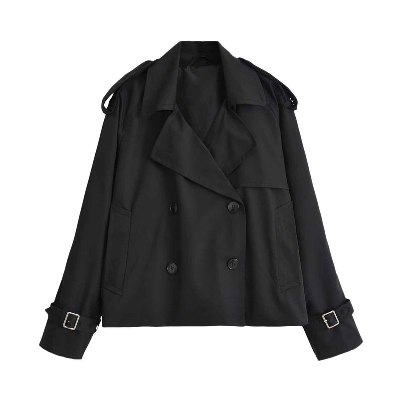 Greta | Elegant Black Double Breasted Blazer Cropped