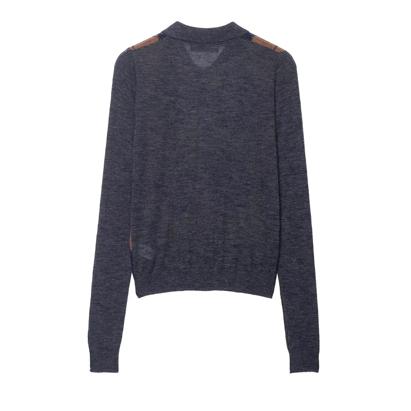 Aria | Argyle Cropped Knit Polo Top