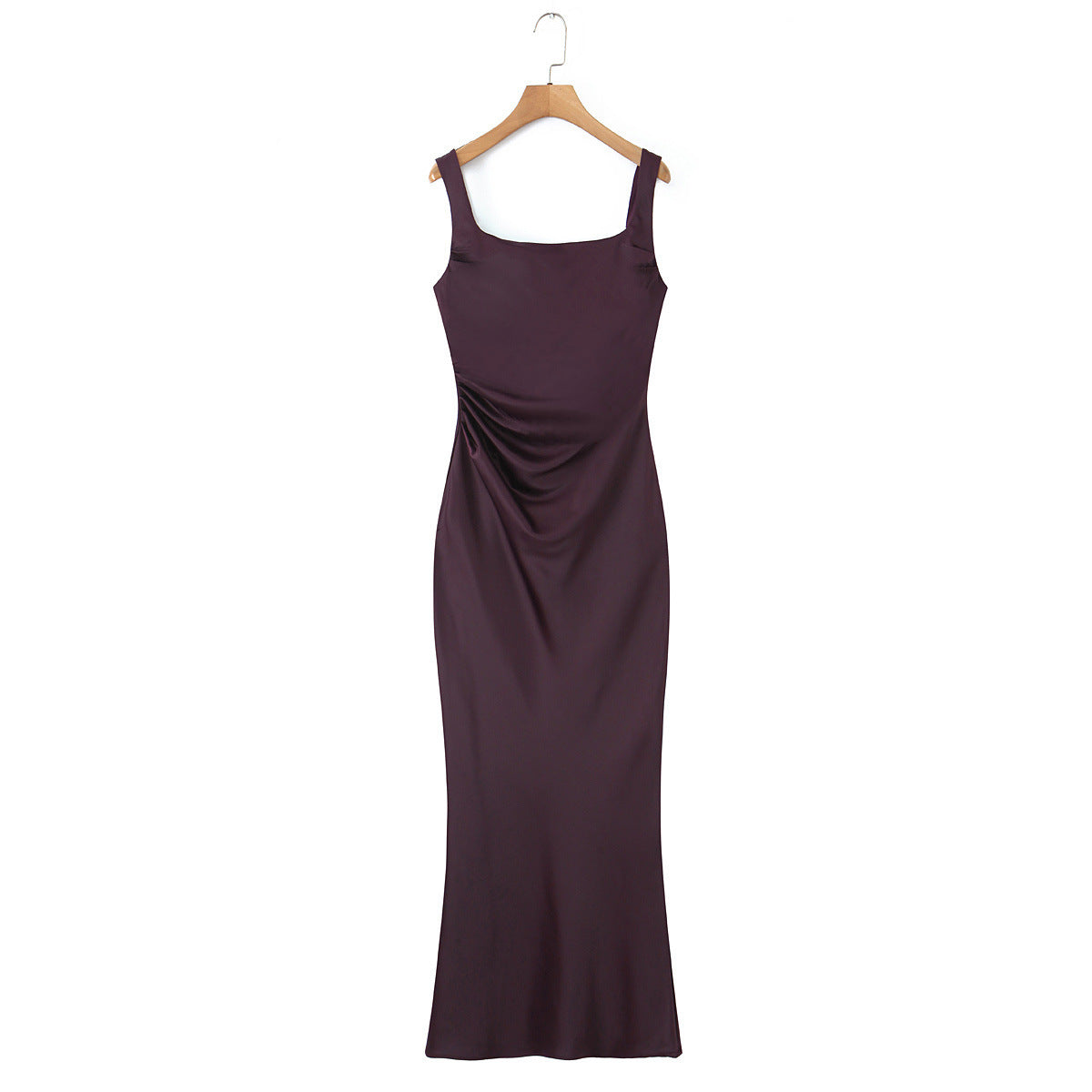 Liora | Cowl Neck Satin Maxi Slip Dress - Deep Burgundy