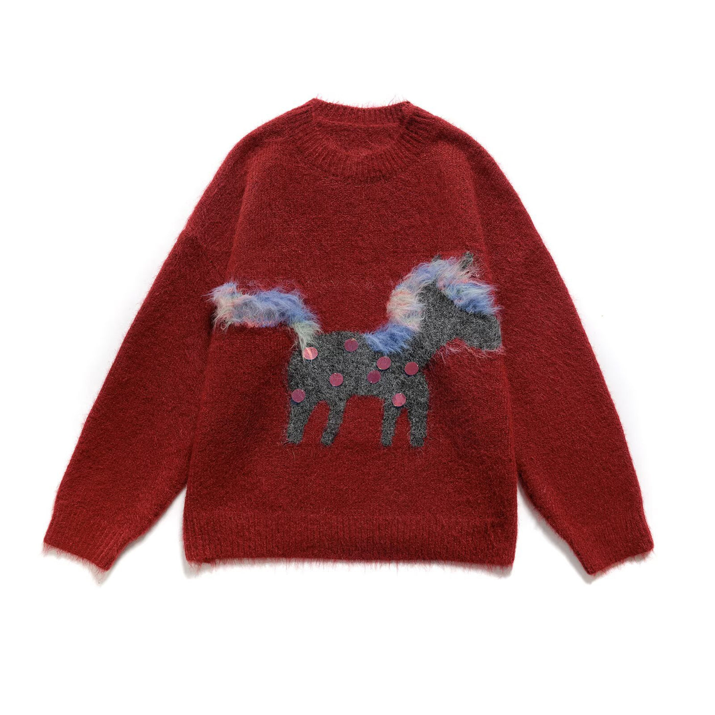 Cecilia | Relaxed Fluffy Knit Pony Print Top