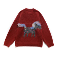 Cecilia | Relaxed Fluffy Knit Pony Print Top