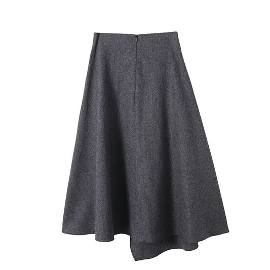 Demi | Midi Skirt Grey A Line Asymmetric Knitted