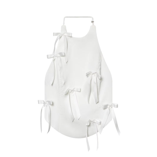 Nola | Summer Halter Neck Top White Backless Tie Detail