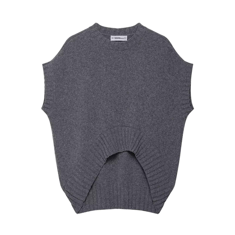 Edie | Knitted Vest Top Grey Sleeveless Oversized Ribbed