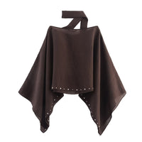 Sara | Choker Neck Cut-Out Studded Asymmetric Hem Sheer Crop Top