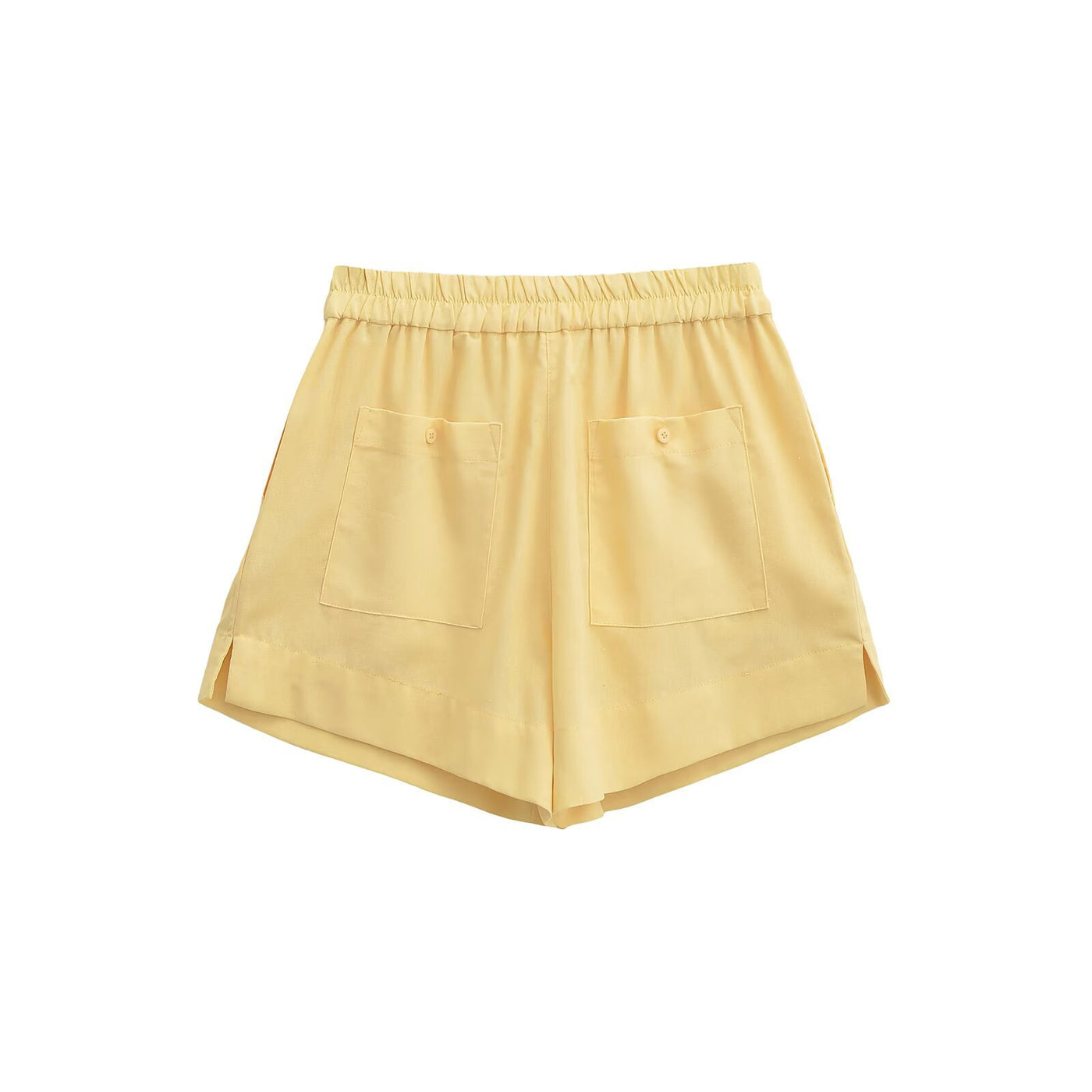 Mila | High-Waist Elasticated Button-Front Linen Shorts
