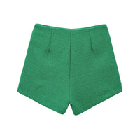 Jasmine | High-Waist Wrap-Front Textured Knit Shorts