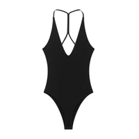 Wren | V-Neck Cross-Back Tank Top in White, Brown & Black