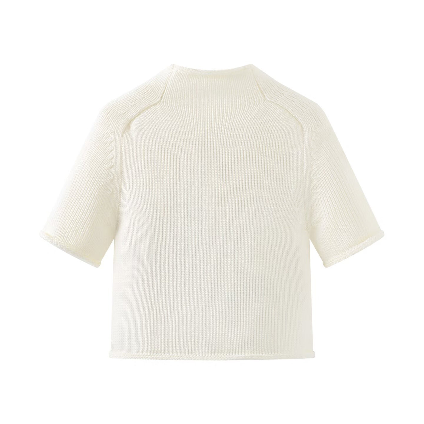 Zoe | Ruffle Stand Collar Button Front Ribbed Cropped Cardigan
