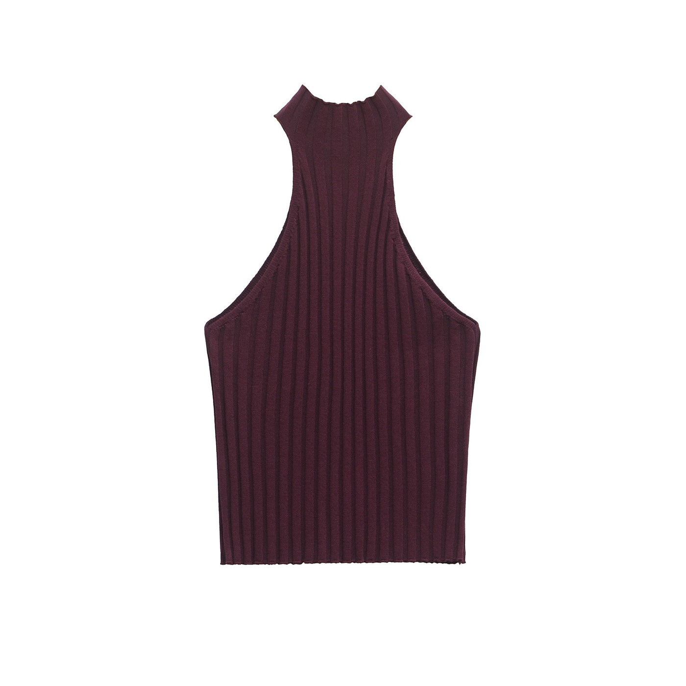 Cleo | Ribbed Knit Mock Halter Neck Crop Top