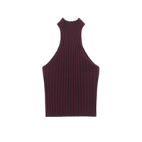 Cleo | Ribbed Knit Mock Halter Neck Crop Top