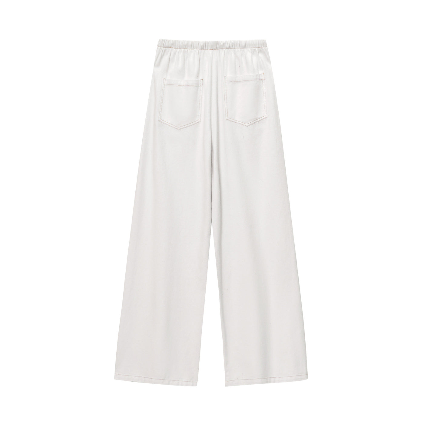 Willow | Drawstring Wide-Leg Cotton Trousers with Contrast Stitching