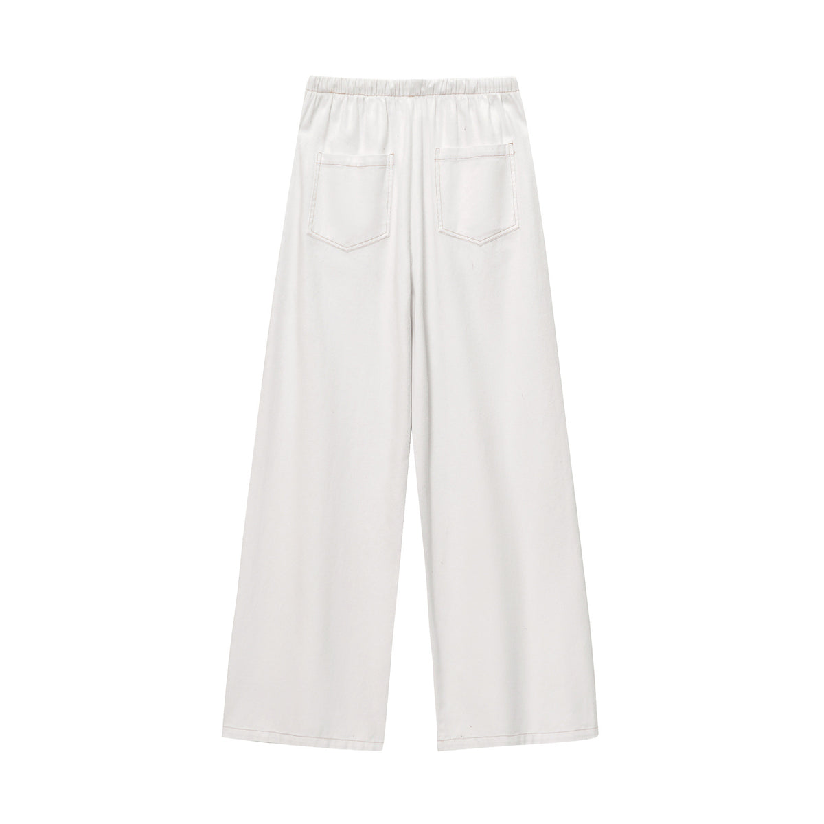 Willow | Drawstring Wide-Leg Cotton Trousers with Contrast Stitching
