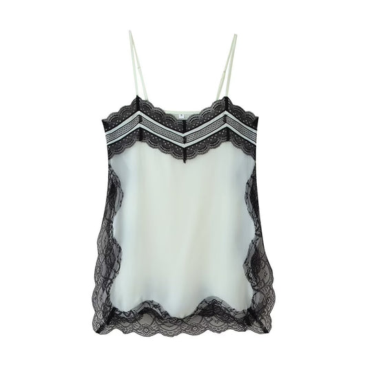 Lena | Satin Cami Top Light Blue Lace Trim