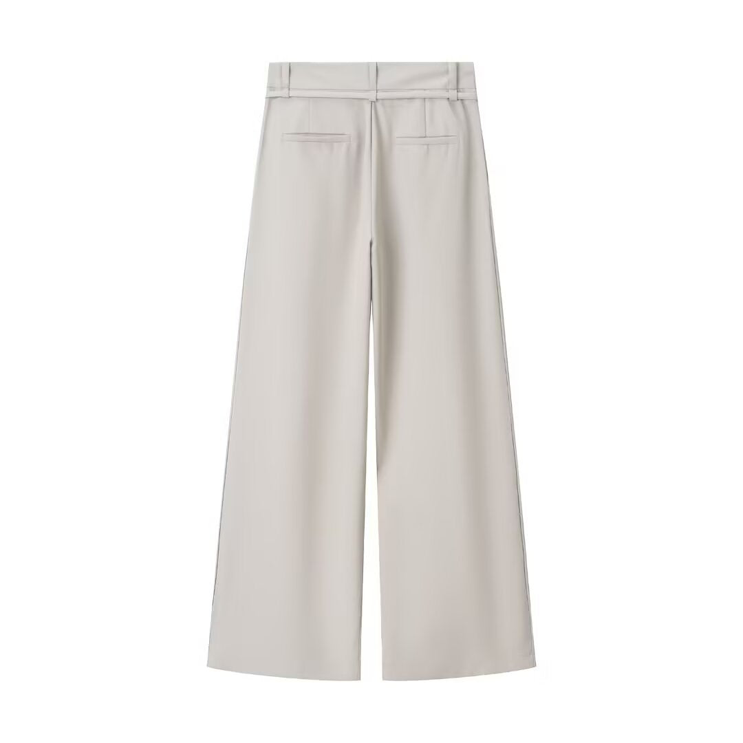 Sienna | Self-Tie Belted High-Waist Pleated Wide-Leg Trousers