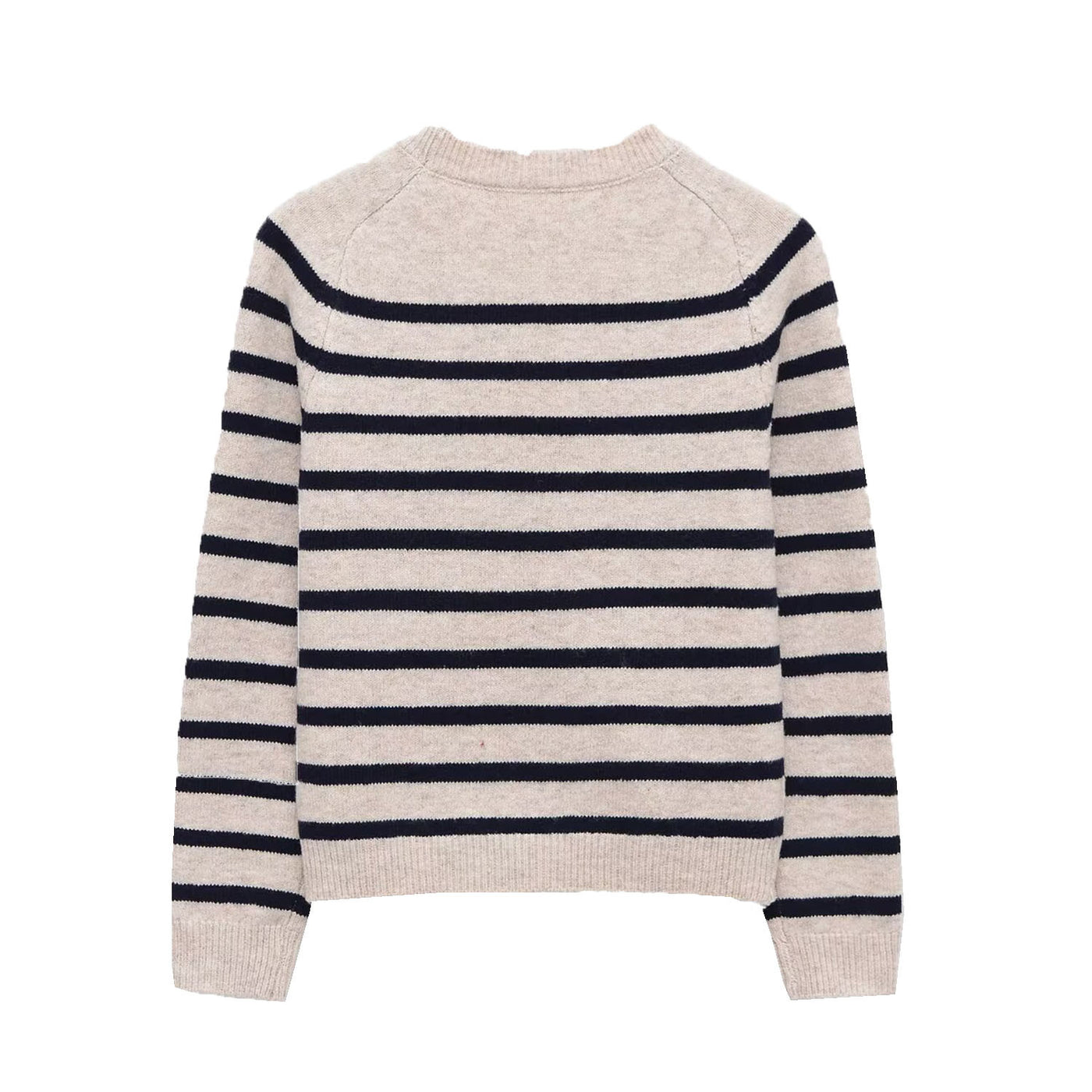 Matilda | Classic Stripe Crew Neck Ribbed Cuff Long Sleeve Relaxed Knit Top