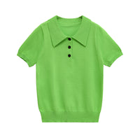Mellie | Cropped Short Sleeve Polo Knit Top