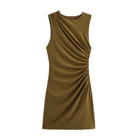Yasmine | Asymmetric Neck Side Ruching Sleeveless Bodycon Mini Dress
