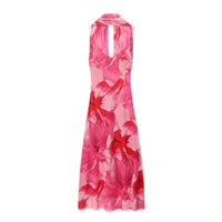 Victoria | Abstract Print V-Neck Spaghetti Strap Chiffon Maxi Slip Dress