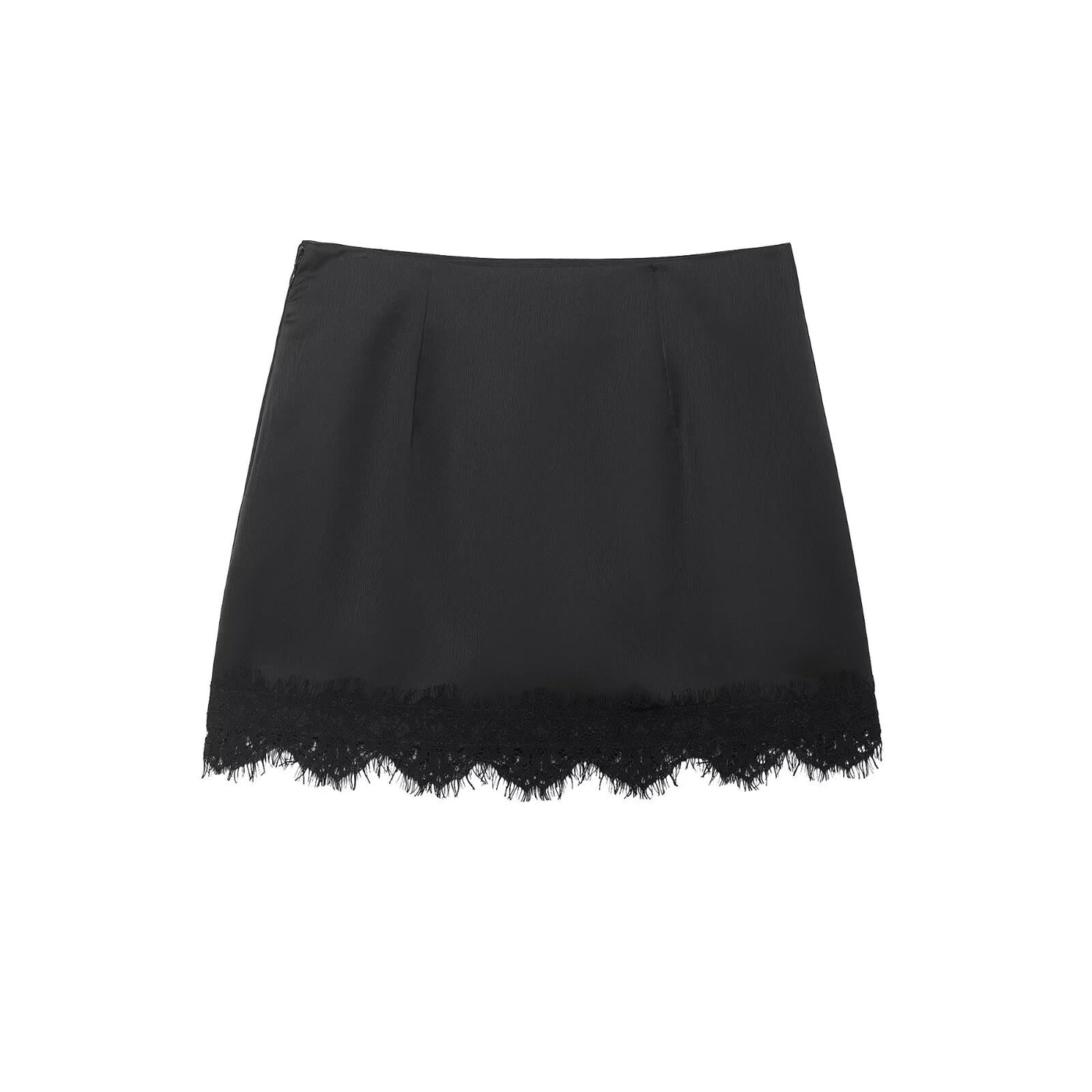 Alice | Lace Trim Satin Mini Slip Skirt