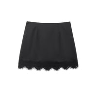 Alice | Lace Trim Satin Mini Slip Skirt