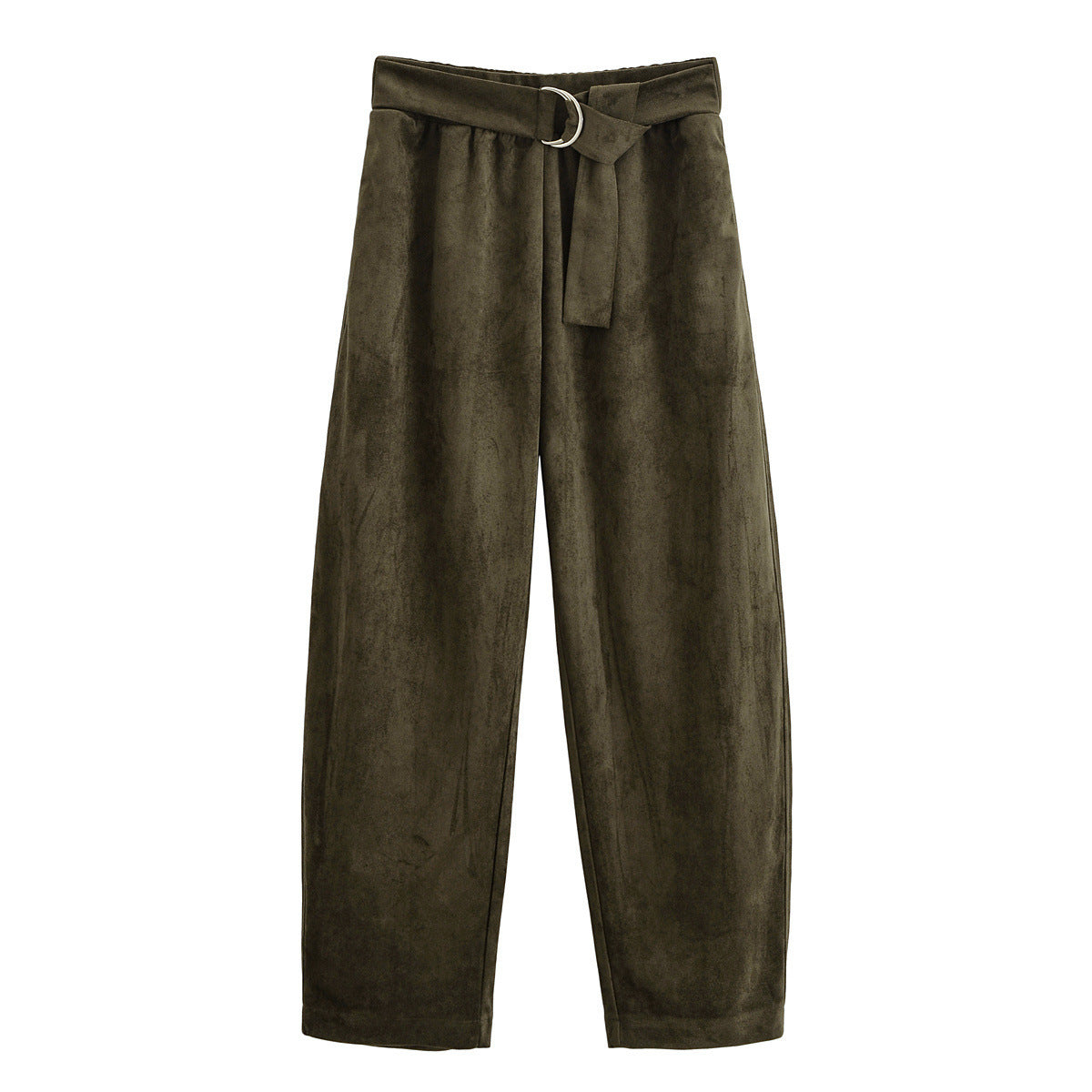 Summer | D-Ring Belt Soft Brushed Wide-Leg Trousers in Khaki