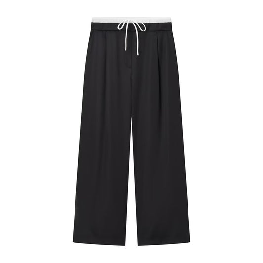 Alis | Casual Wide Leg Joggers Charcoal Drawstring
