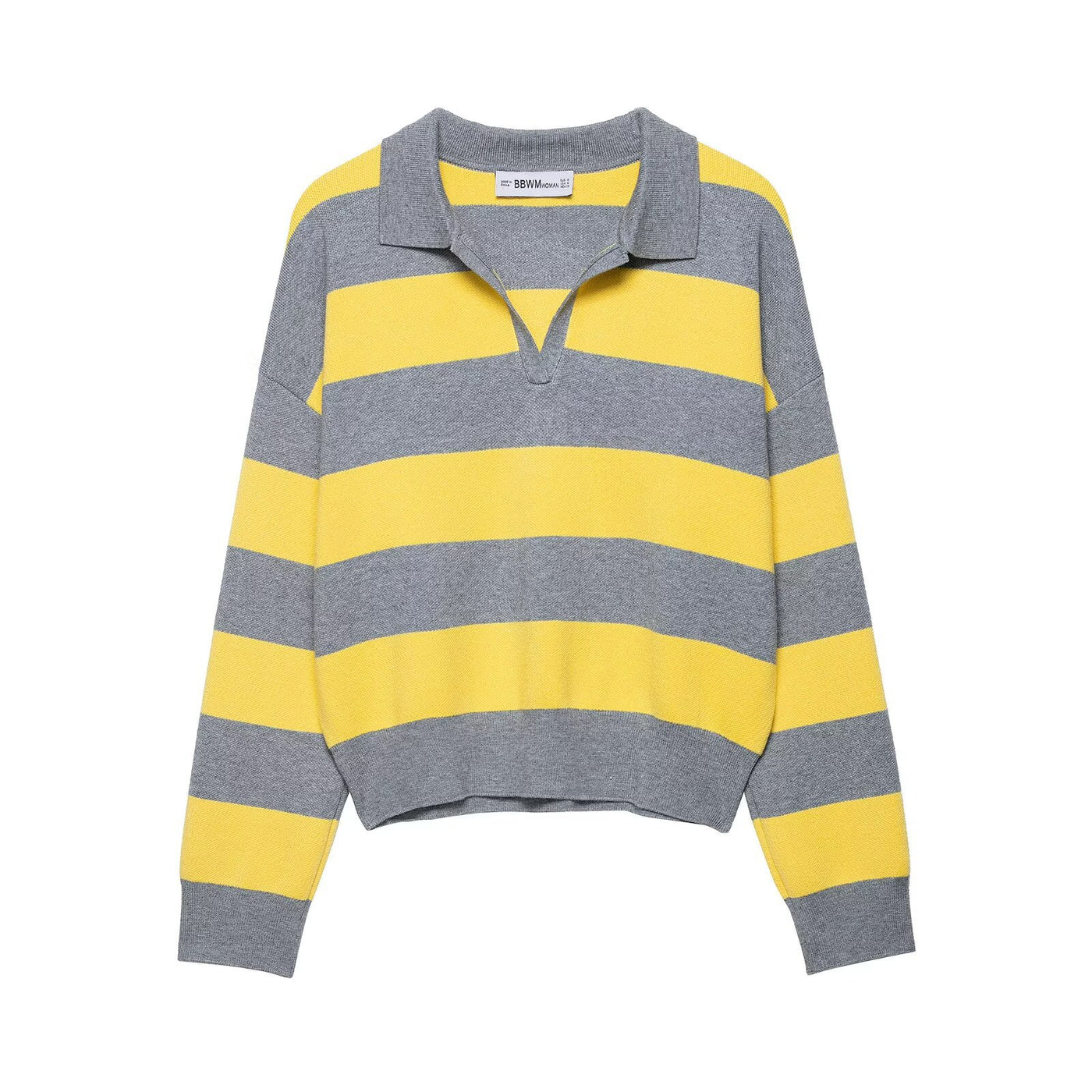 Emilia | Striped Cropped Knit Polo Top