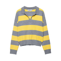 Emilia | Striped Cropped Knit Polo Top