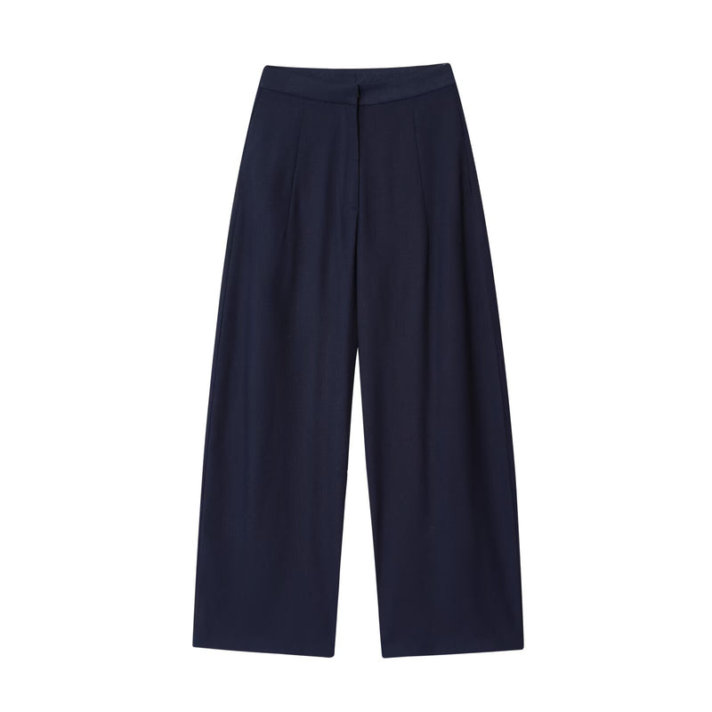 Tallulah | Wide Leg Pleated Trousers Navy