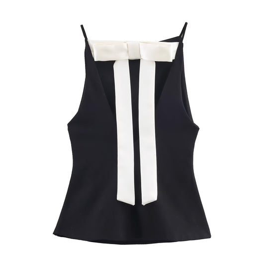 Viola | Square Neck Cami Top Black Sleeveless Fitted