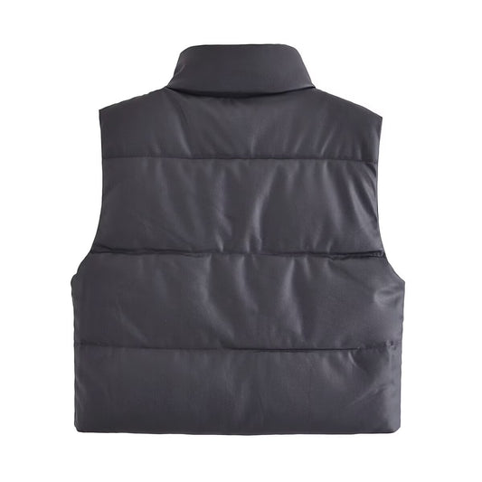 Ayla | Winter Puffer Jacket Grey Sleeveless Padded Zip Gilet