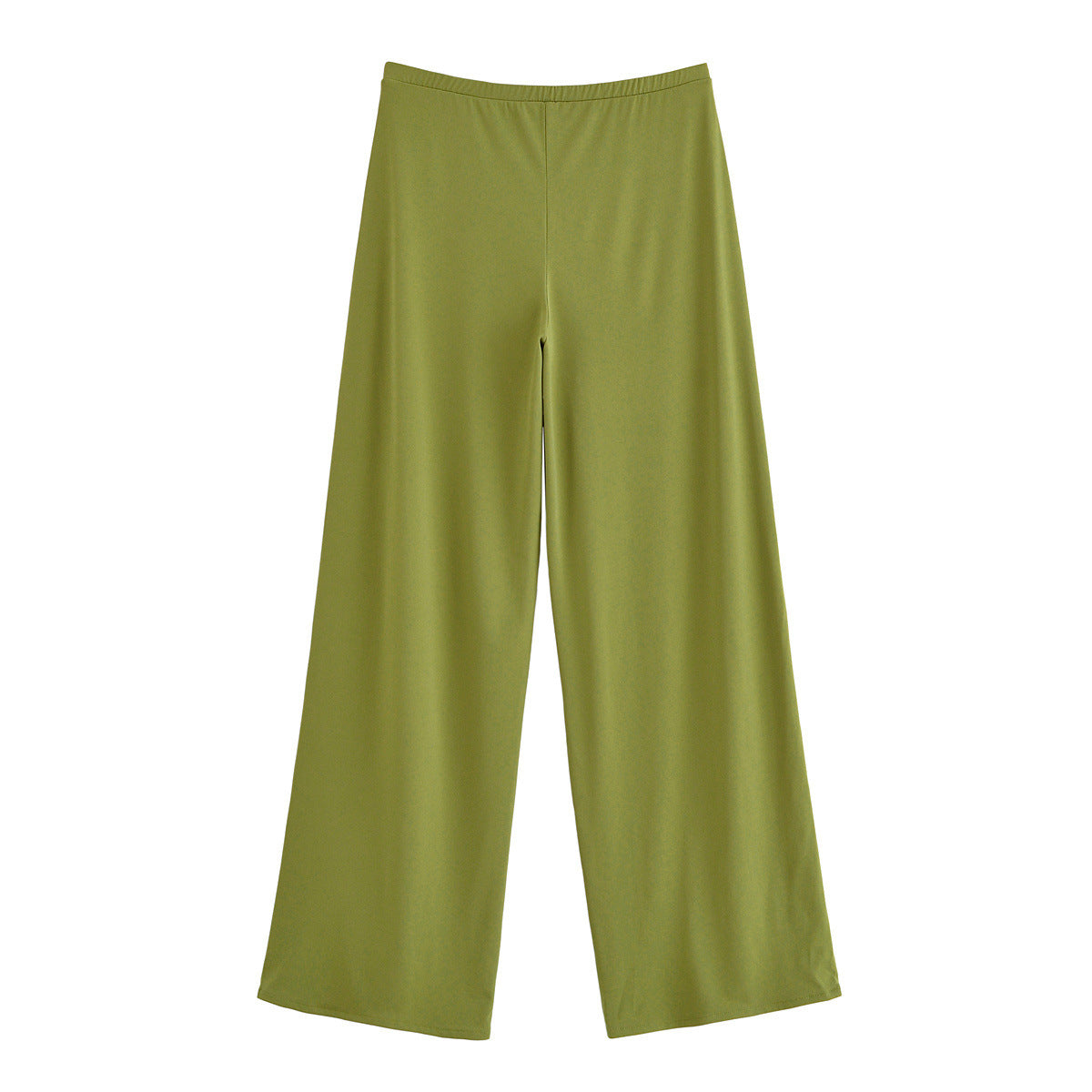 Eloise | High-Waist Pull-On Flowing Wide-Leg Jersey Trousers in Green