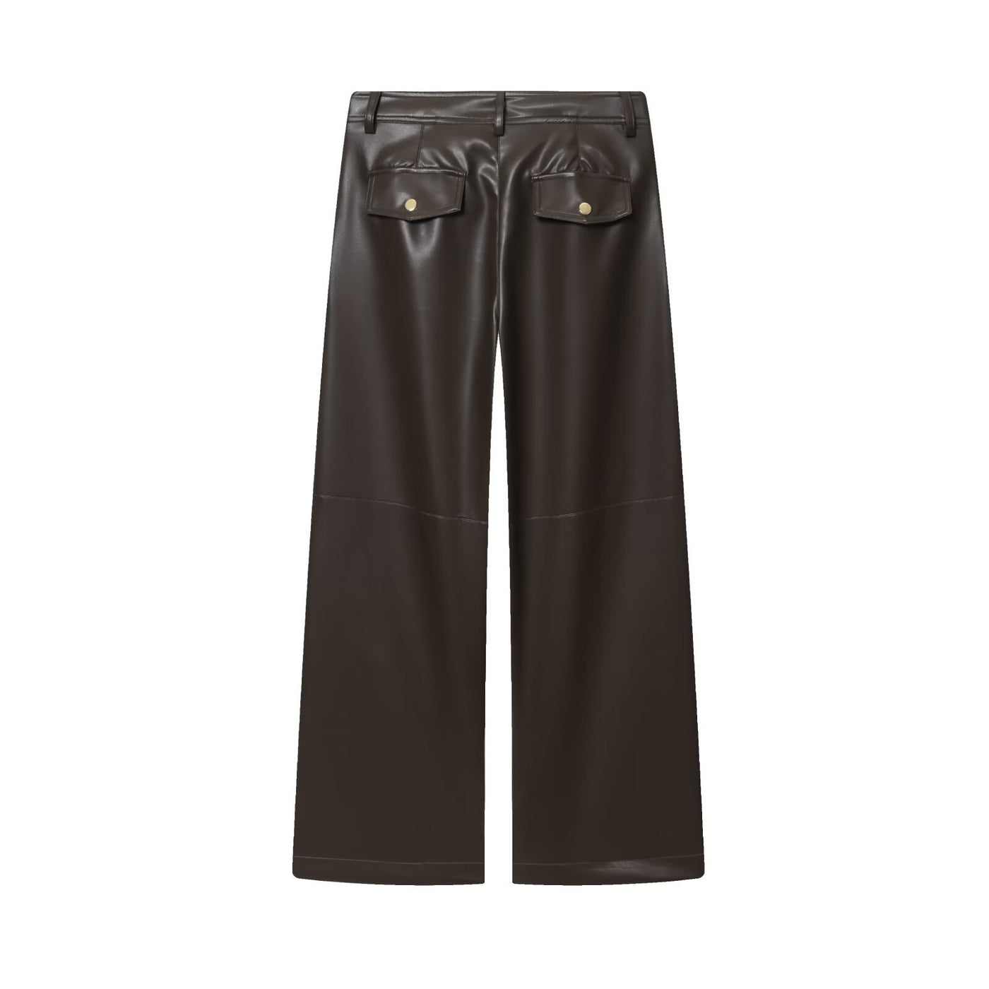 Una | High-Waist Front Seam Faux Leather Wide-Leg Trousers in Black