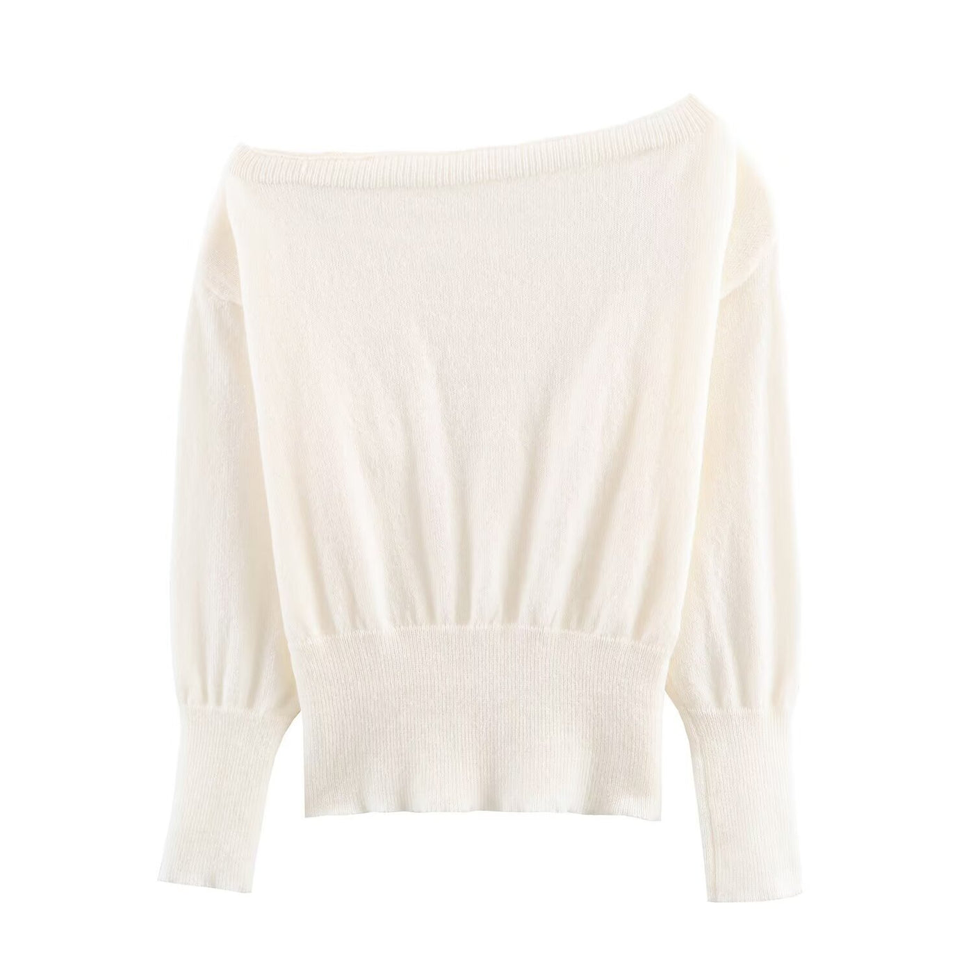 Cara | Relaxed Off Shoulder Cropped Knit Top