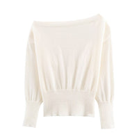 Cara | Relaxed Off Shoulder Cropped Knit Top
