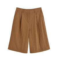Aria | Front-Pleat Wide-Leg Cropped Linen Trousers