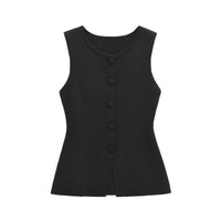 Cara | Button-Front Tailored Sleeveless Vest Top