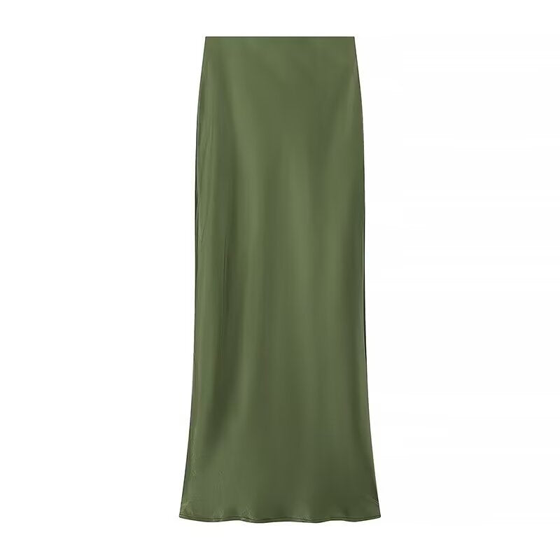 Xena | Elegant Satin Maxi Skirt Brown